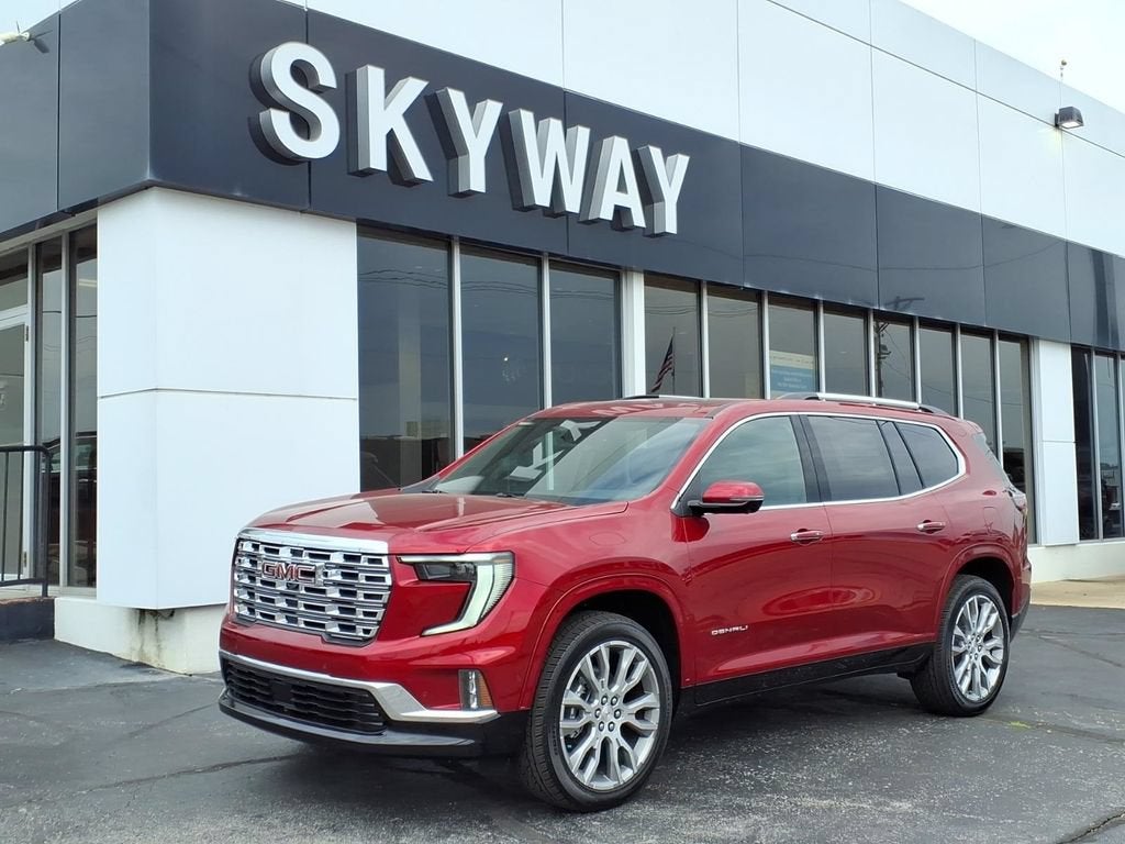 2026 GMC Acadia Denali in Volcanic Red Tintcoat — front three-quarter view