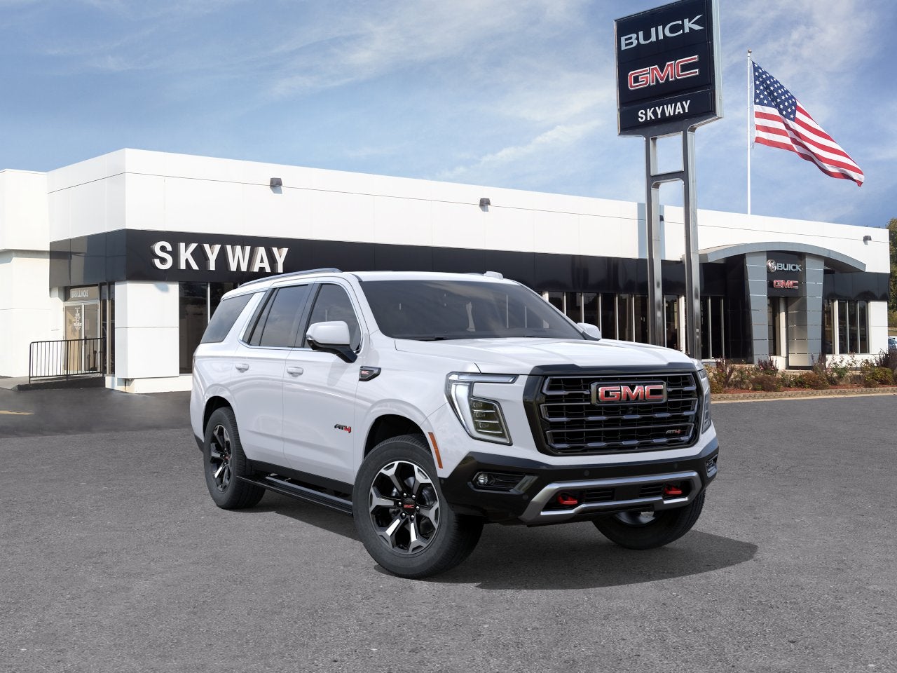 2026 GMC Yukon AT4 Ultimate in Summit White — front three-quarter view