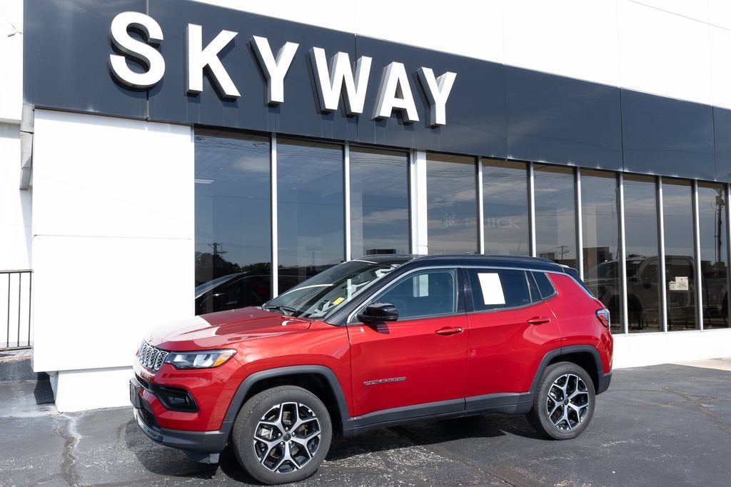 2025 Jeep Compass Limited in Red — front three-quarter view