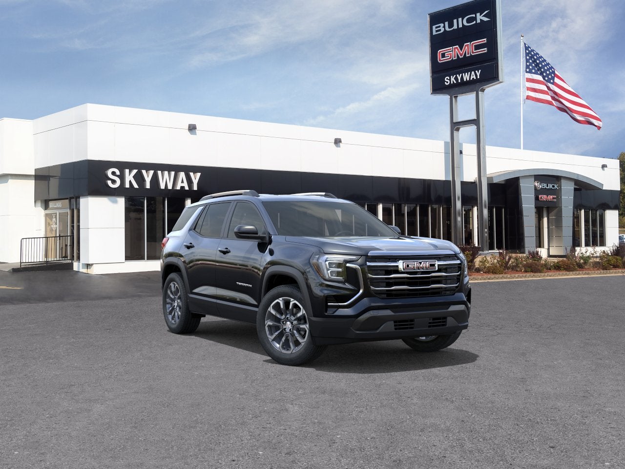 2027 GMC Terrain FWD Elevation in Ebony Twilight Metallic — front three-quarter view